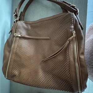 Brown Perforated Leather Women's Bag
